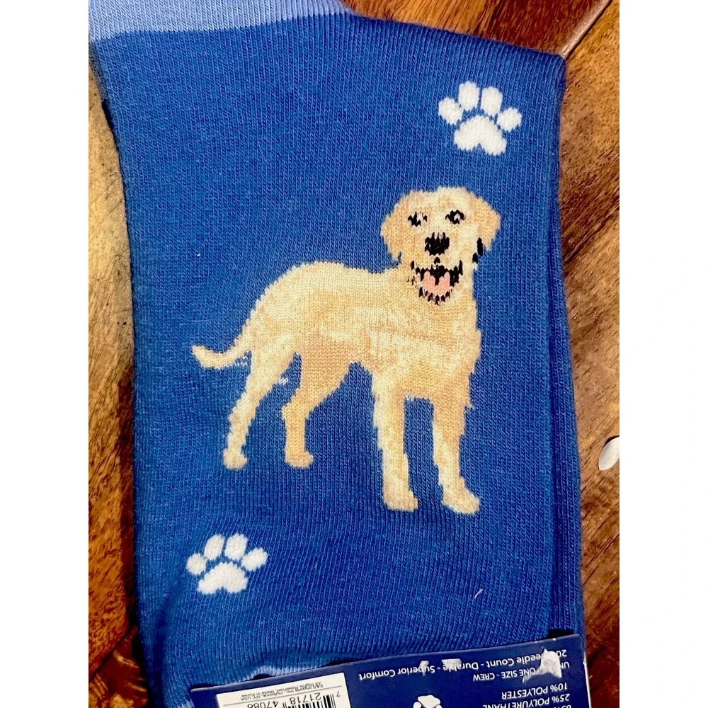 E&S Pets Yellow Labrador Retriever Crew Socks NWT 